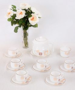 Bộ Tách Caffe 15 Món Hoa Dây Hồng 7 Bộ Cafe 15 Món Họa Tiết Hoa Vuông