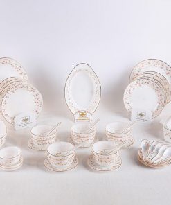 Bộ Đồ Ăn Thủy Tinh 48 Sp Họa Tiết Hoa Trắng 8 Bộ Đồ Ăn 48 Sản Phẩm Họa Tiết Hoa Mùa Xuân 3790K