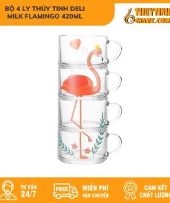Bộ 4 Ly ThủY Tinh Deli Milk Flamingo 420Ml